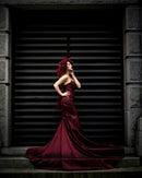 Vestido vermelho midi clássico