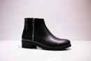 Bota de couro preta cano curto