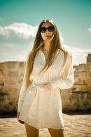 Vestido branco de manga longa