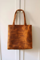 Bolsa tote de couro caramelo