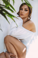 Vestido branco boho vista frontal