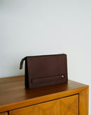 Clutch de couro marrom