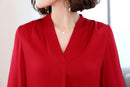 Blusa vermelha com gola laço