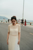 Vestido de tricô leve off-white