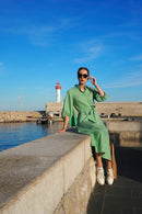 Vestido verde esmeralda de corpo inteiro
