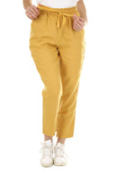 Calça de linho mostarda com cordão