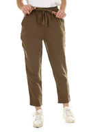Calça de linho marrom com cordão