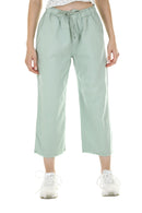 Calça cropped verde menta com cordão