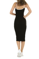 Vestido midi canelado preto
